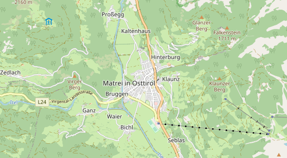 Destinazione dell'escursione sulla carta