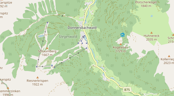 Destinazione dell'escursione sulla carta