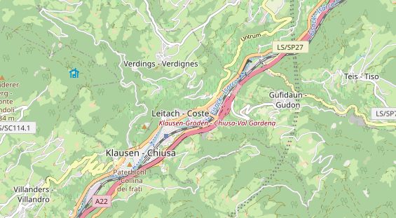 Destinazione dell'escursione sulla carta