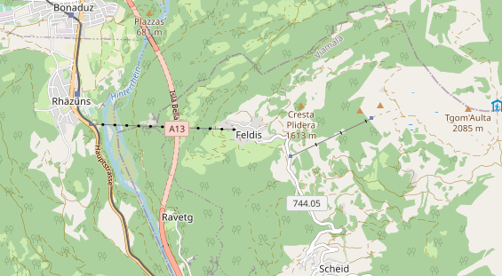 Destinazione dell'escursione sulla carta