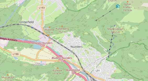 Destinazione dell'escursione sulla carta