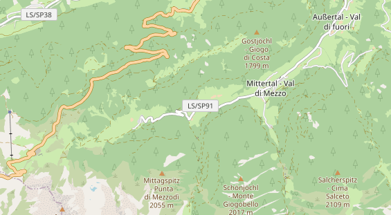 Destinazione dell'escursione sulla carta