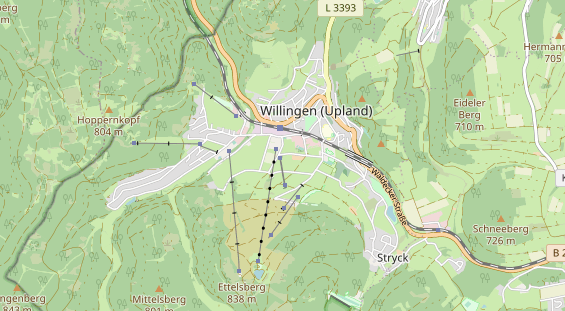 Destination d'excursion sur la carte