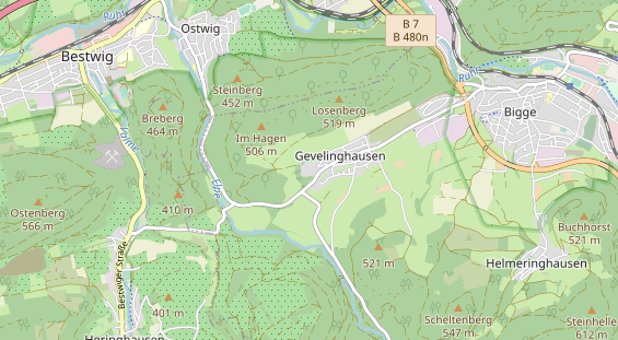 Excursiebestemming op kaart