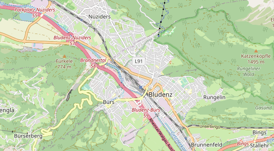 Excursiebestemming op kaart