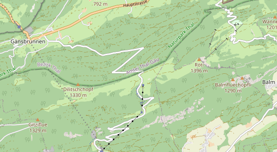 Destinazione dell'escursione sulla carta
