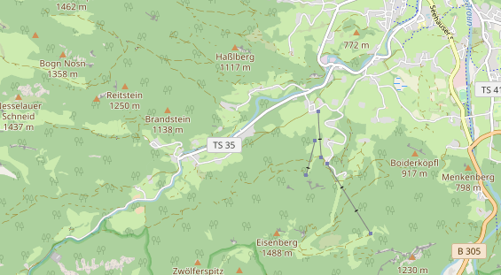 Excursiebestemming op kaart
