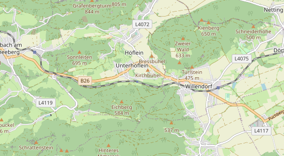 Destinazione dell'escursione sulla carta