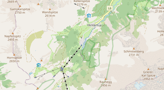 Destinazione dell'escursione sulla carta