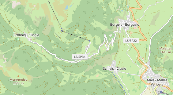 Destinazione dell'escursione sulla carta