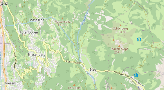 Destinazione dell'escursione sulla carta