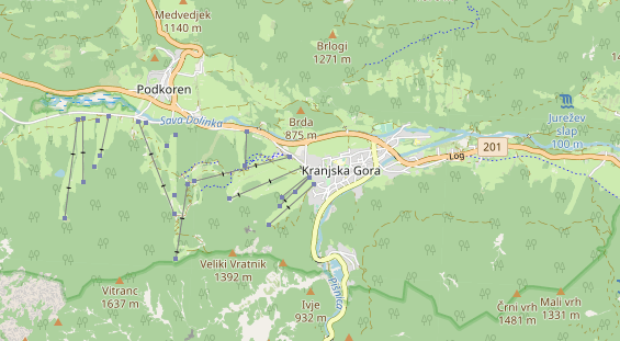 Destinazione dell'escursione sulla carta