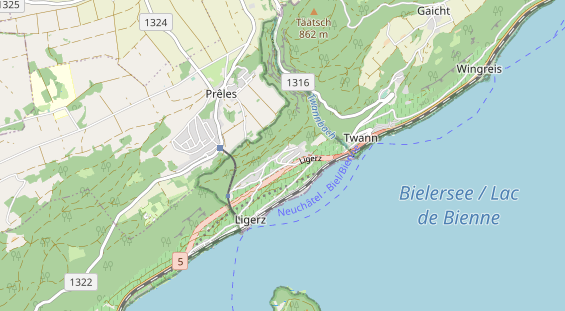 Destinazione dell'escursione sulla carta