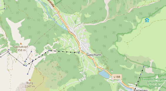 Destinazione dell'escursione sulla carta