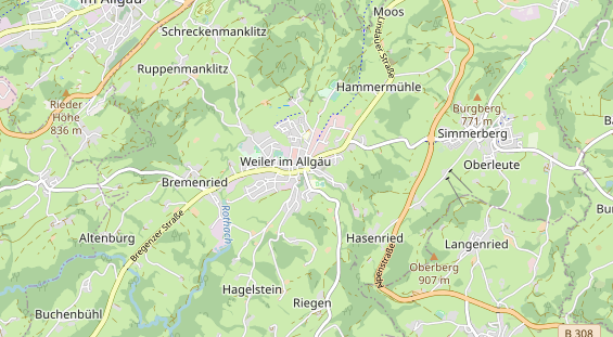 Excursiebestemming op kaart