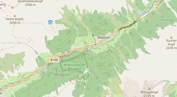 Destinazione dell'escursione sulla carta