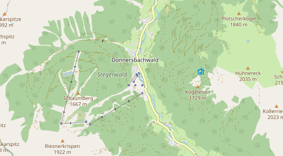 Excursiebestemming op kaart