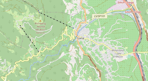 Destinazione dell'escursione sulla carta