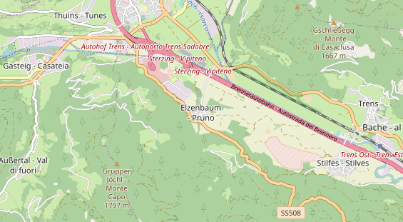 Destinazione dell'escursione sulla carta