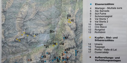 Ausflug mit Kindern - Alter der Kinder: 2 bis 4 Jahre - Graubünden - Übersicht Abbautätigkeiten  - Bergbaumuseum Innerferrera