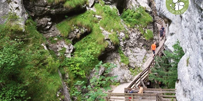 Trip with children - sehenswerter Ort: Ruine - Austria - Tour 60 aus unserem Wanderbuch Abenteuer Natur Salzkammergut: Woerschachklamm mit Burgruine Wolkenstein - Wörschachklamm und Ruine Wolkenstein