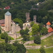 Excursiebestemming - Luftansicht der Starknburg  - Starkenburg