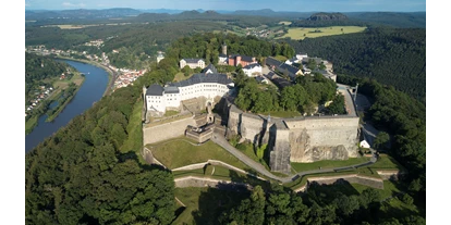 Ausflug mit Kindern - Alter der Kinder: über 10 Jahre - Sächsische Schweiz - Luftbild der Festung Königstein von Westen - Festung Königstein