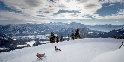 Ausflug mit Kindern - erreichbar mit: Bus - Grünau im Almtal - Rodeln auf der blaue Piste "Panoramaabfahrt" - Skigebiet Loser Altaussee