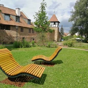 Ausflugsziel - Michelstädter Stadtgarten mit Wasserspielplatz, Bouleplatz, Liegewiese, Bänke, Bachlauf mit Kneipp Möglichkeit