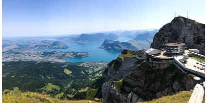 Ausflug mit Kindern - erreichbar mit: Auto - Schweiz - Blick auf Vierwaldstättersee - Pilatus - die steilste Zahnradbahn der Welt
