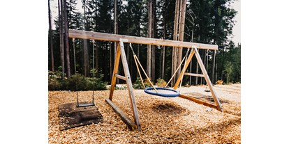 Ausflug mit Kindern - Themenschwerpunkt: Wandern - Frasdorf - Schaukel im Waldspielpark Zahme Kaiser an der Bergstation des 4er Sessellift - Waldspielpark im Freizeitpark Zahmer Kaiser