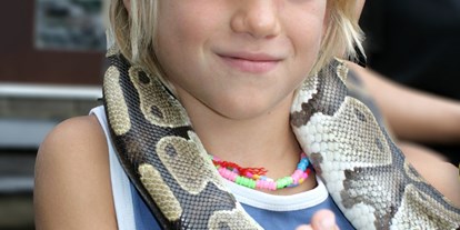 Ausflug mit Kindern - Ausflugsziel ist: ein Zoo - Saag (Techelsberg am Wörther See) - Schlange anfassen zu jeder vollen Stunde möglich  - Reptilienzoo Happ