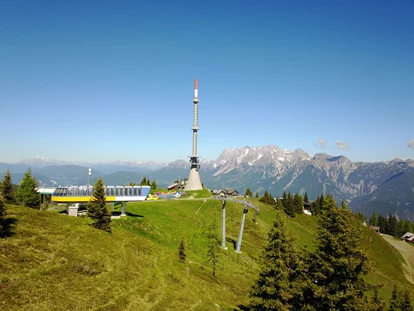 Trip with children - outdoor - Austria - Senderplateau am Hauser Kaibling mit Blick auf das Dachsteinmassiv - Streichelzoo und Disc Golf Parcours 