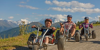 Ausflug mit Kindern - Themenschwerpunkt: Action - Prämajur - Mals - Mit den Mountaincarts geht es zurück ins Tal - Erlebnisberg Watles