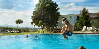 Ausflug mit Kindern - Ausflugsziel ist: ein Aussichtspunkt - Ratsch an der Weinstraße - Schwimmbad für unsere Gäste - Gasthof Martinhof