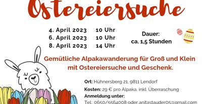 Ausflug mit Kindern - Unterbuch (Gmünd in Kärnten) - Alpakawanderung mit Ostereiersuche 