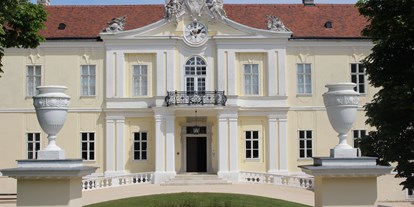 Ausflug mit Kindern - Kulturelle Einrichtung: Galerie - Niederösterreich - Vor dem Haupteingang - Liechtenstein-Schloss Wilfersdorf