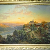 Destination - Abendstimmung mit Pullach über dem Isartal, Öl auf Leinwand, um 1880. - Carl-Millner-Galerie im Jesuitenkolleg