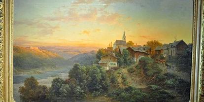 Trip with children - Ursberg - Abendstimmung mit Pullach über dem Isartal, Öl auf Leinwand, um 1880. - Carl-Millner-Galerie im Jesuitenkolleg