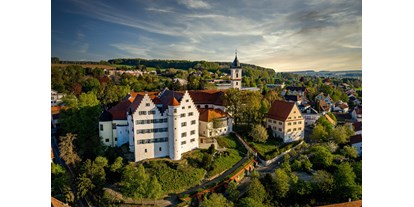 Ausflug mit Kindern - Preisniveau: günstig - PLZ 88518 (Deutschland) - Alte Burganlage Schloss Aulendorf ( Ansicht von der Unterstadt) - Schloss Aulendorf