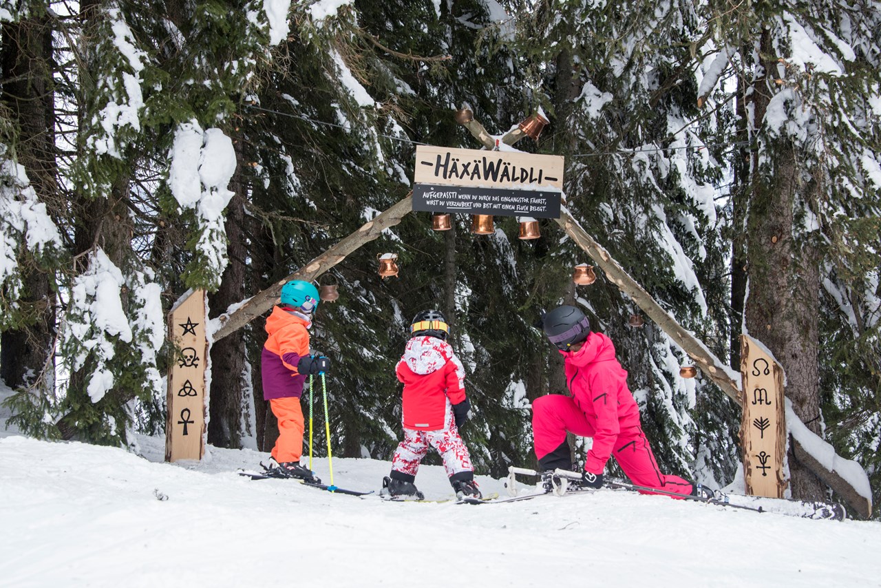 Wintersportgebiet Flumserberg Highlights beim Ausflugsziel Erlebnispiste HäxäWäldli