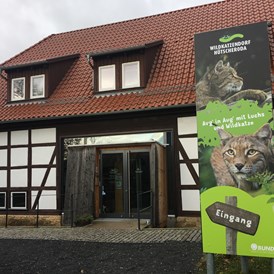 Ausflugsziel: Wildkatzenscheune Eingang - Wildkatzendorf Hütscheroda