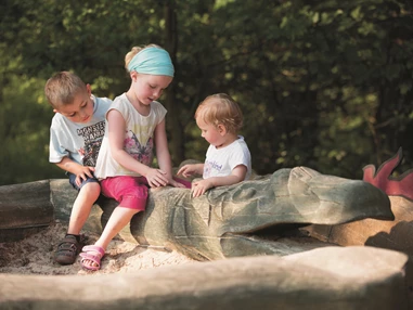 Ausflugsziel: Außergewöhnliche Spielgeräte gilt es zu entdecken.
 - Wildkatzenkinderwald