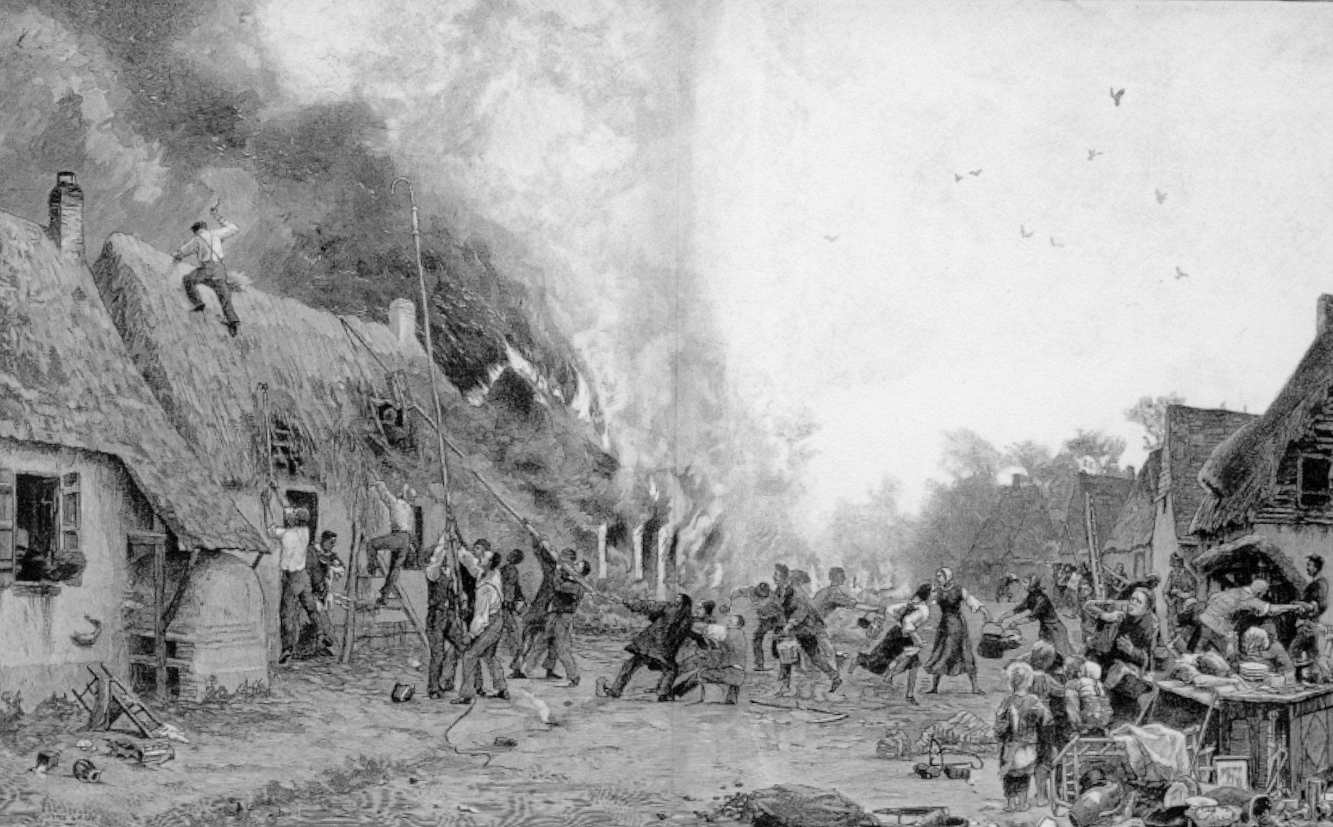 Ausflugsziel: Hilflose Dorfbewohner beim verzweifelten Versuch einem Brand Herr zu werden  - Deutsches Feuerwehr-Museum Fulda