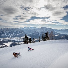 Ausflugsziel: Rodeln auf der blaue Piste "Panoramaabfahrt" - Skigebiet Loser Altaussee