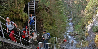 Reis met kinderen - Witterung: Wechselhaft - Abtenau - der Steig setzt sich aus Stahltreppen und Aussichtsplattformen zusammen - Alpinsteig durch die Höll - Wilde Wasser