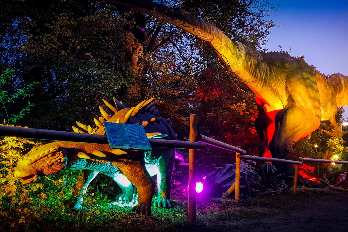 Ausflugsziel: Nach der Dämmerung beleuchtet - Dino Tattendorf