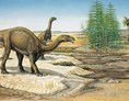 Ausflugsziel: Lebensbild Späte Trias mit Plateosauriern und Raubdinosauriern. - Sauriermuseum Frick