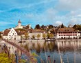 Ausflugsziel: Blick auf Rhein, Schifflände und Munot - Festung Munot