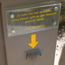 Ausflugsziel: Spenden werden gerne entgegen genommen, der Wildpark kostenlos - Wildpark Feldkirch